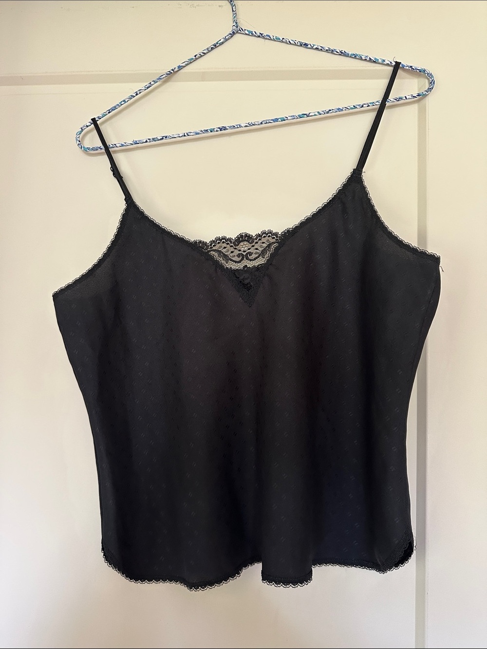 Two Black Lace-Trim V-Neck Camisoles - one is Banana Republic